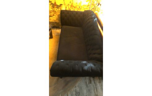 CHAISE LONGUE  FLUWEEL/ZWART/GECAP