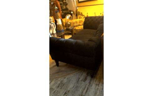 CHAISE LONGUE  FLUWEEL/ZWART/GECAP