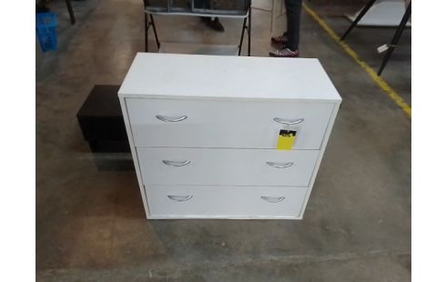 COMMODE BLANCHE MELAMINE 3 TIROIRS