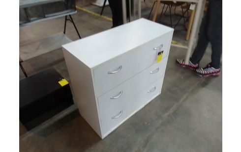 COMMODE BLANCHE MELAMINE 3 TIROIRS