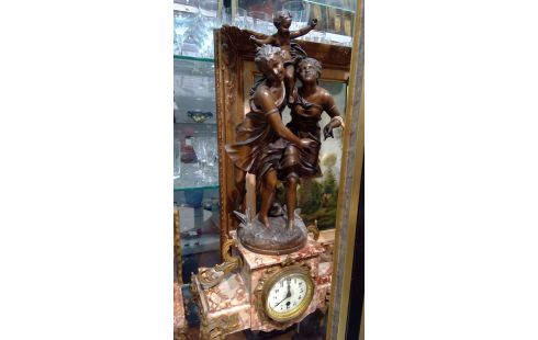 PARURE DE CHEMINÉE EN RÉGULE + 2 CASSOLETTES