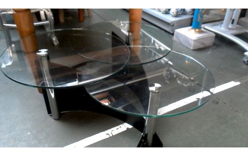 WOHNZIMMERTISCH 1 DESIGN RUND EIS CHROM SCHWARZ METALL