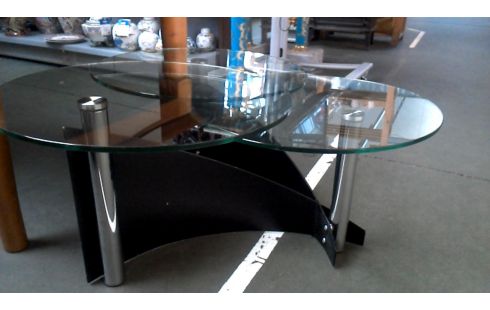 WOHNZIMMERTISCH 1 DESIGN RUND EIS CHROM SCHWARZ METALL