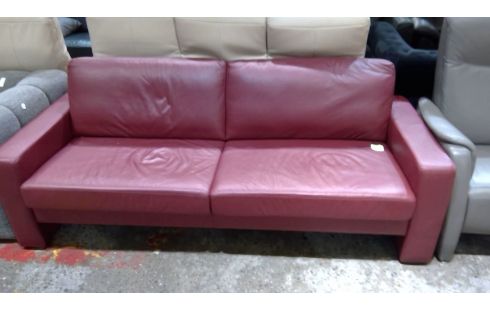 SOFA LEDER ROTBRAUN 3 PLÄTZE