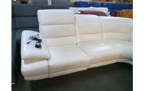 CANAPE D'ANGLE ARRONDIS BLANC (AVEC UNE PARTIE RELAX) QLQS TRACES D'USURE)