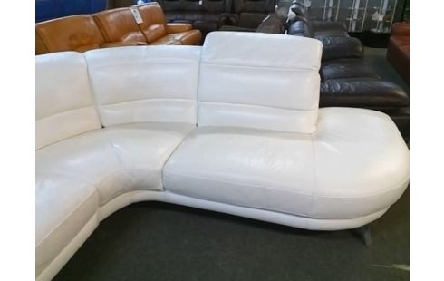 CANAPE D'ANGLE ARRONDIS BLANC (AVEC UNE PARTIE RELAX) QLQS TRACES D'USURE)
