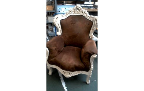 SESSEL 1 BAROCK NATURFARBEN BRAUN STOFF