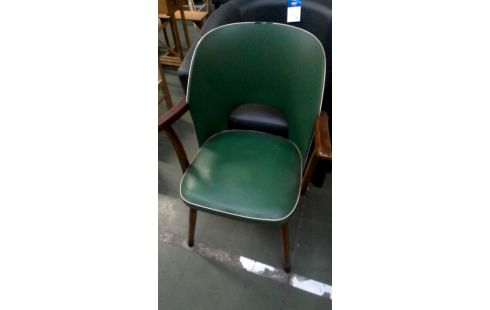 STUHL IM VINTAGE-STIL GRÜN KUNSTLEDER, , HOLZ