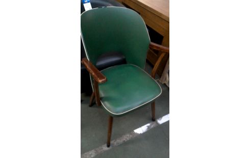 STUHL IM VINTAGE-STIL GRÜN KUNSTLEDER, , HOLZ