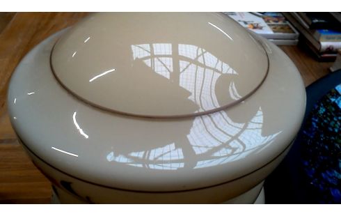 LAMPE GLACE, , LAMPE ANTIQUE BEIGE OPALINE FLEUR