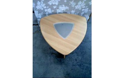 COUCHTISCH HOLZ GLAS 2-EBENEN 3-ECKIG