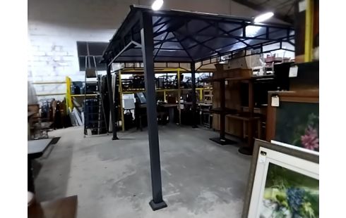 TONNELLE DE JARDIN 3x4 TOIT RIGIDE ANTHRACITE AVEC RIDEAUX