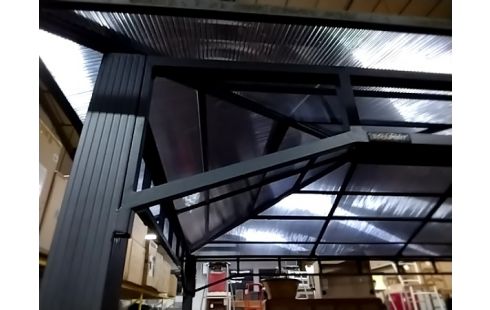 TONNELLE DE JARDIN 3x4 TOIT RIGIDE ANTHRACITE AVEC RIDEAUX