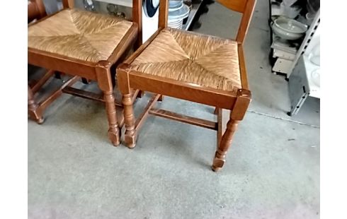 4 CHAISES PAILLEES BOIS