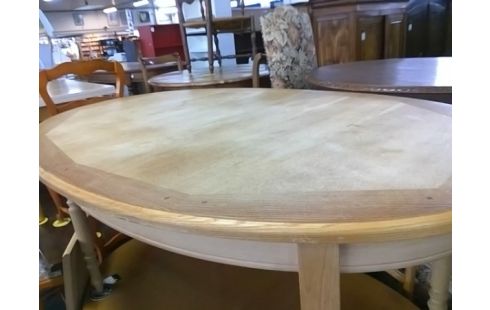 TABLE OVALE BOIS BRUT AVEC 1 RALLONGE