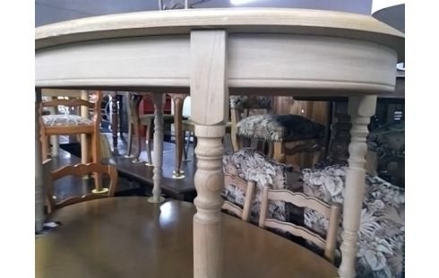 TABLE OVALE BOIS BRUT AVEC 1 RALLONGE