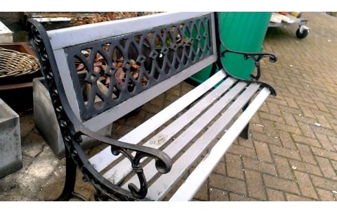 BANC DE JARDIN NOIR FONTE GRIS, , BOIS