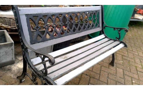 BANC DE JARDIN NOIR FONTE GRIS, , BOIS