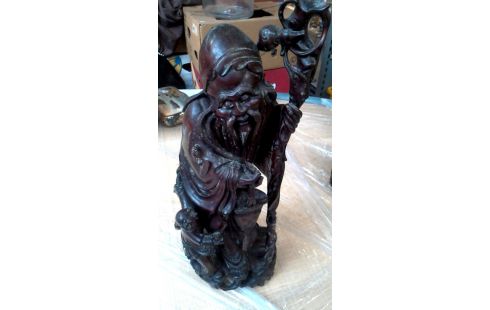 ESTATUA, , MADERA CHINO HOMBRE MET NIÑO