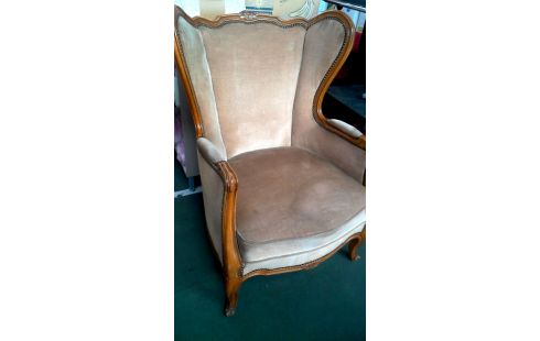 FAUTEUIL CLUB STYLE LOUIS XV CAFE VELOURS