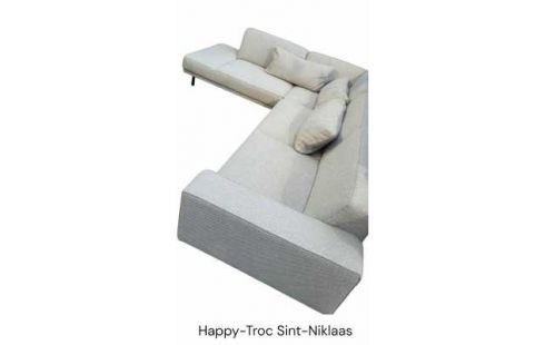 HOEKSALON WIT GRIJS STOF