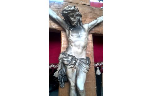 CRUCIFIX ANTIQUE PORCELAINE MASSIF, , BOIS GRAND