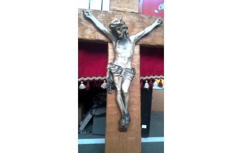 CRUCIFIX ANTIQUE PORCELAINE MASSIF, , BOIS GRAND