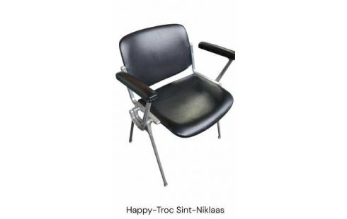 CHAISE DESIGN ALUMINIUM NOIR SIMILI CUIR