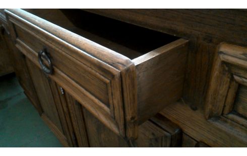 BUFFET BAS MASSIF CHENE 4 PORTES / 4 TIROIRS