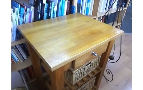 DESSERTE A ROULETTES PIN 1T AVEC 2 PANIERS