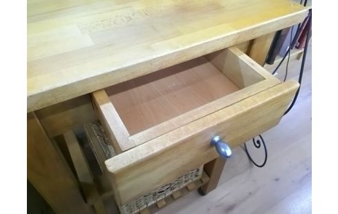 DESSERTE A ROULETTES PIN 1T AVEC 2 PANIERS