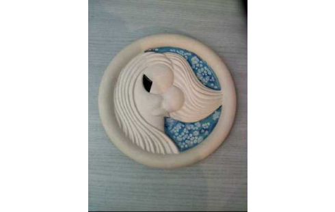 WANDTELLER 2ER-SET TON ABSTRAKT GESICHTER