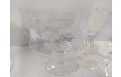 VERRES A VIN Cristal grappes raisin les 4