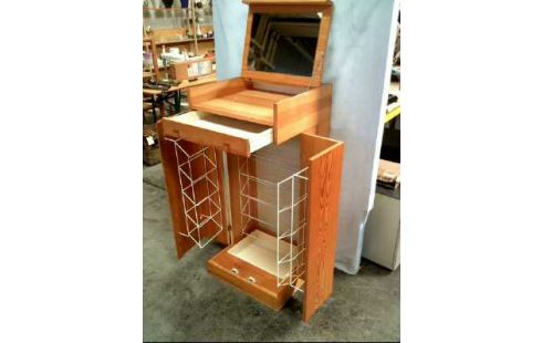 SCHUHSCHRANK 2-TÜR. 1-SCHUB. HOLZ SPIEGEL