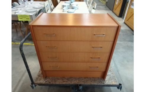 COMMODE VINTAGE 4 TIROIRS PLAQUAGE BOIS