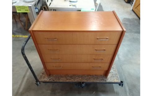 COMMODE VINTAGE 4 TIROIRS PLAQUAGE BOIS