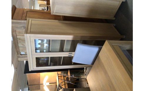 VITRINE CHENE CLAIR 2 PORTES 2 TIROIRS