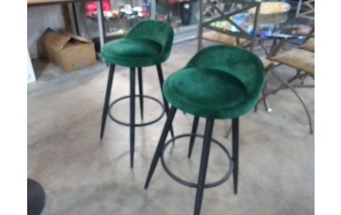 TABOURET DE BAR TISSU VERT LA PAIRE TABOURETS DE BAR TISSU VERT LA PAIRE