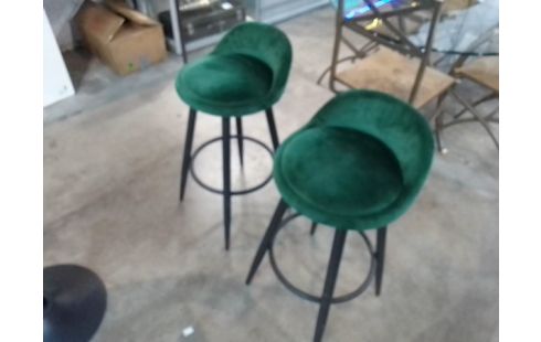 TABOURET DE BAR TISSU VERT LA PAIRE TABOURETS DE BAR TISSU VERT LA PAIRE