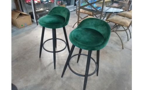 TABOURET DE BAR TISSU VERT LA PAIRE TABOURETS DE BAR TISSU VERT LA PAIRE