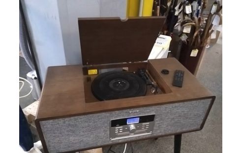 CHAINE HIFI SUR PIED AUNA AVEC TELECOMMANDE (CD NE S'OUVRE PAS (RADIO/VINYLE/BT)