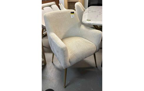 FAUTEUIL LOT DE 4 VELOURS BOUCLE BLANC CASSE
