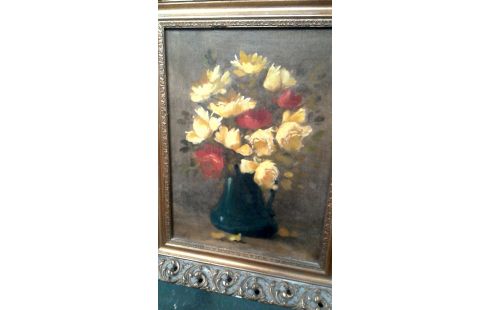 PEINTURE FLEUR, , CADRE DORE