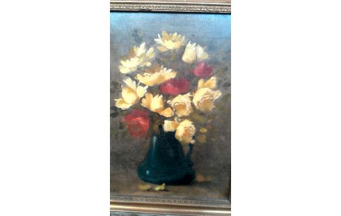 PEINTURE FLEUR, , CADRE DORE