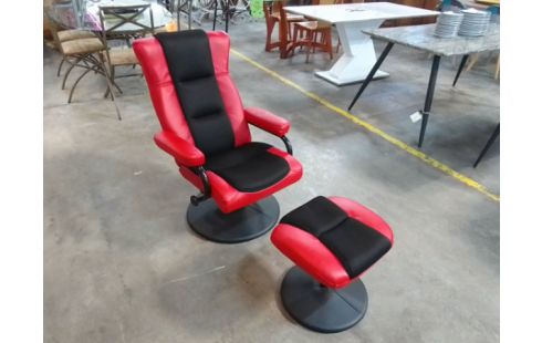 FAUTEUIL RELAX SKAI ROUGE + REPOSE PIED