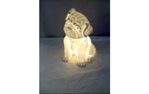 TISCHLAMPE BULLDOG KERAMIK WEIß