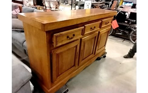 BUFFET BAS CHENE MASSIF 3P / 3T + CLÉS