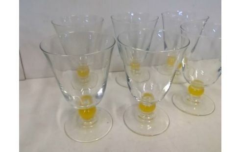 LOT DE 6 VERRES BOULES JAUNES