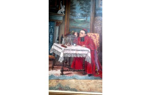 SCHILDERIJ DOEK STILLEVEN/KARDINAAL