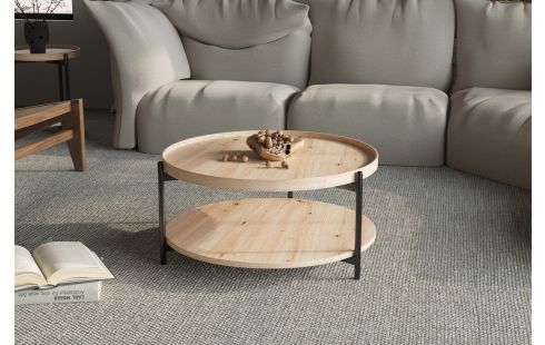 Table basse 'Dalina' 80 cm Décor Chêne vieilli .